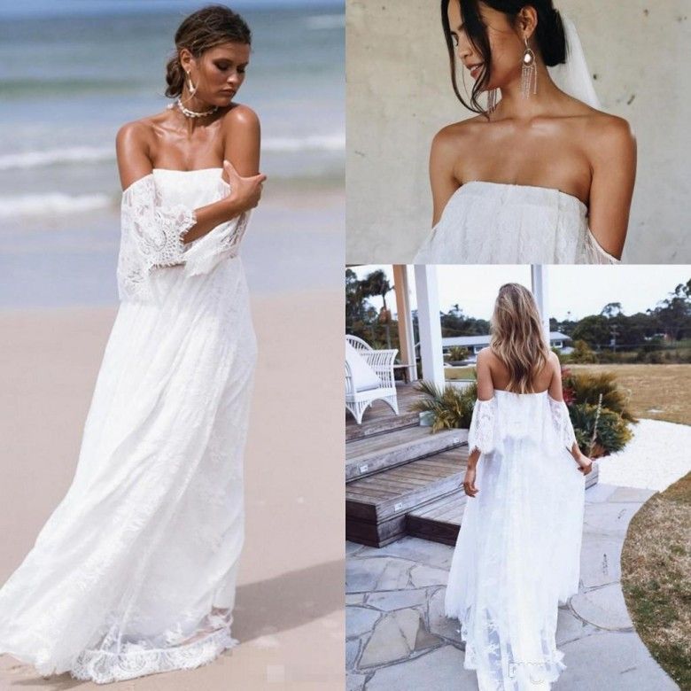 Grosshandel 2018 Vintage Beach Wedding Dresses Backless Bohmischen