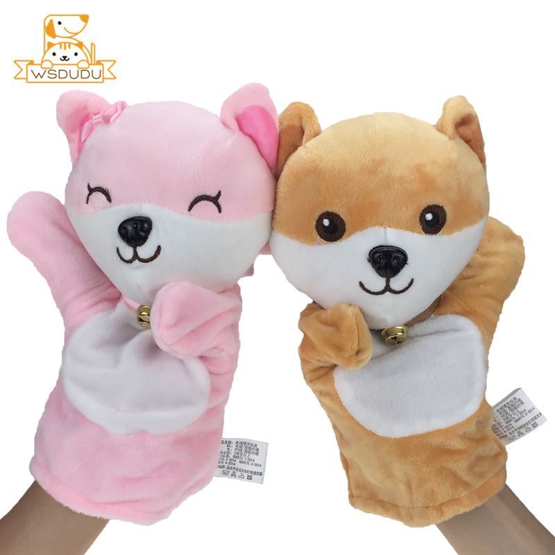 Shiba Inu Puppy Hand Puppet Dolls Plush Stuffed Toys Animals Dogs Kawaii Finger Cute Cartoon Children Gifts Eyes Educational Pp