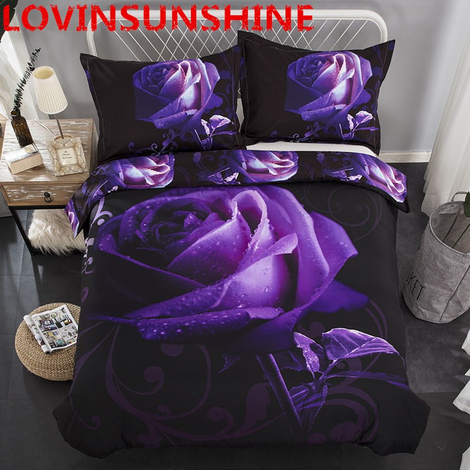 Lovinsunshine New 3d Purple Rose Bedding Set Hd Bed Linens Lovinsunshine New 3d Purple Rose Bedding Set Hd Bed Linens Duvet Cover Queen 3 Bedclothes Luxury From