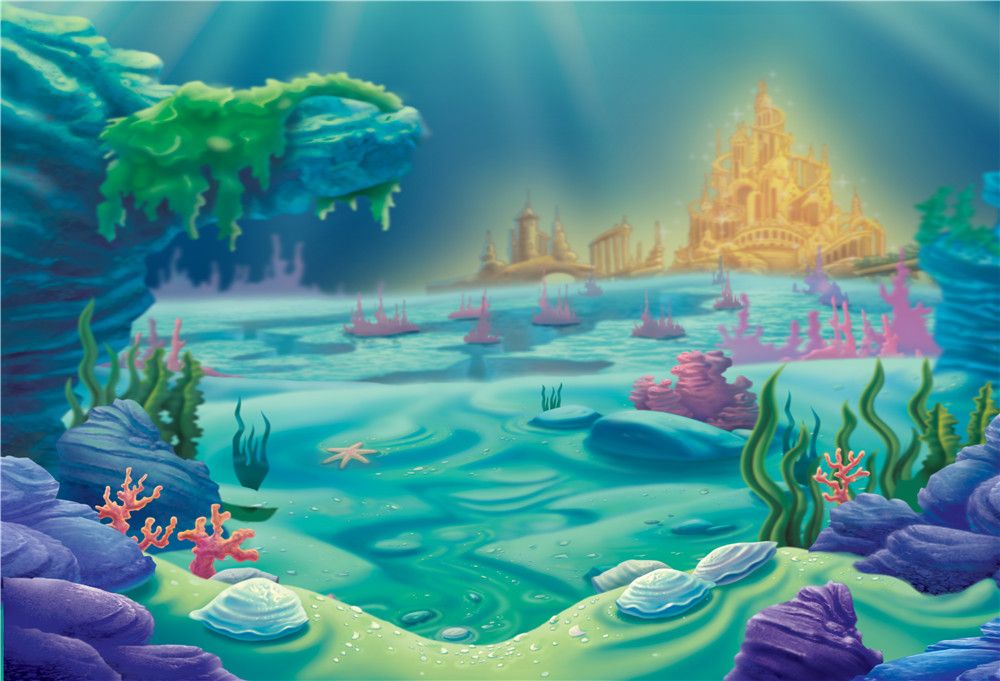 princess little mermaid baby kids birthday party backdrop printed