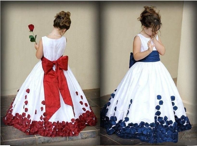Red and white flower girl dress Clearance