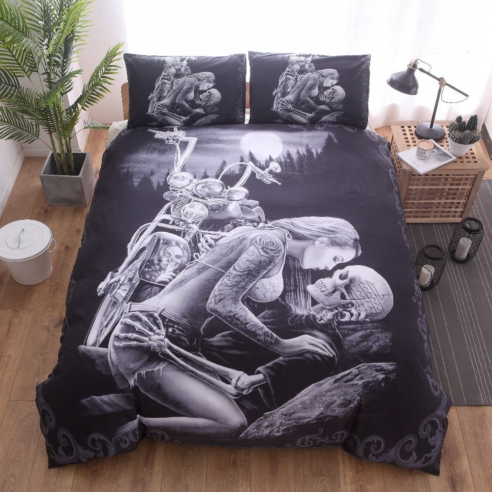 3pcs 3d Bedding Set Duvet Cover Pillowcase Y Beauty King Skull Bedroom Twin Uk Queen 5 Size