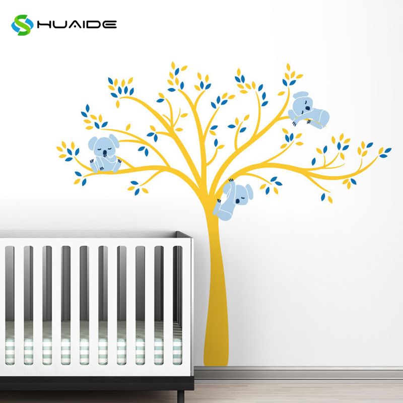 Modern Koala Tree Branches Wall Decal Baby Nursery Decor Kids
