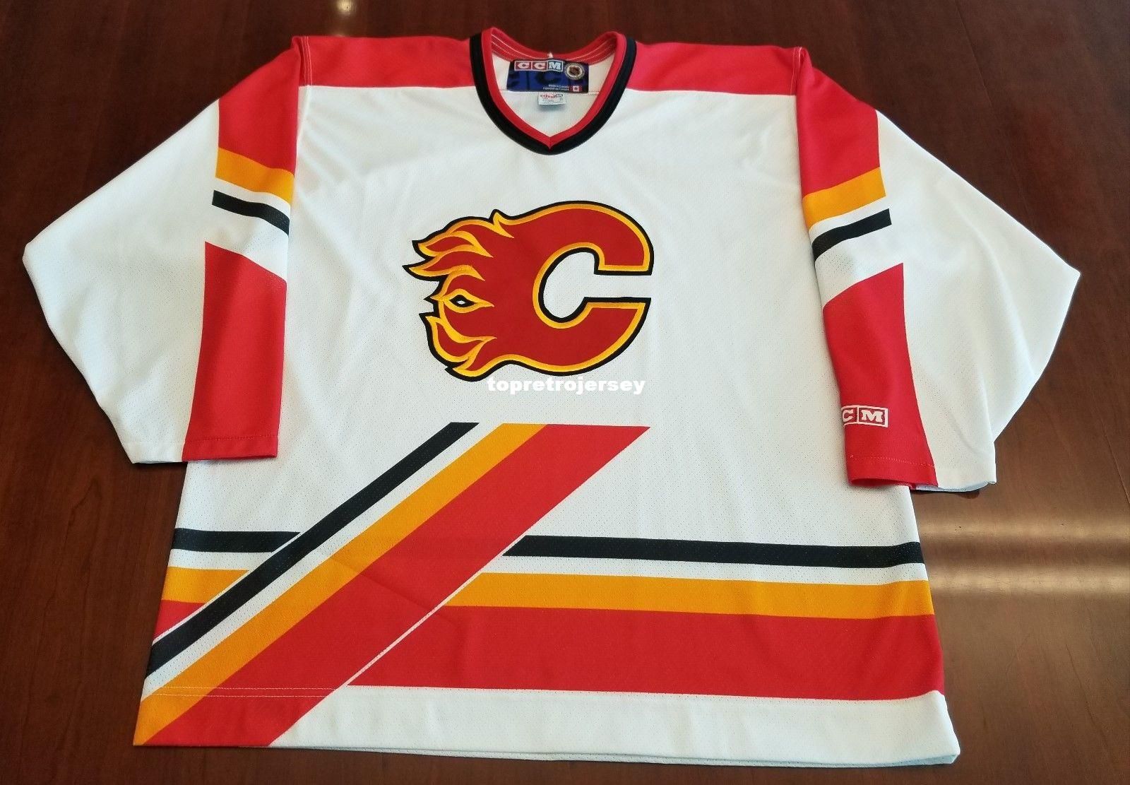 2019 Wholesale Custom Calgary Flames Vintage CCM Cheap Hockey Jersey