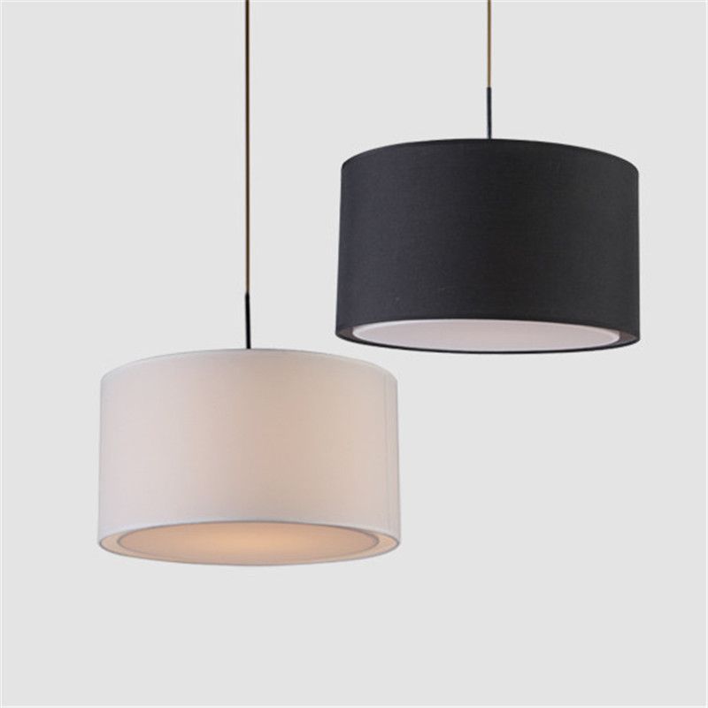 Modern Round Fabric Pendant Lamp For Dining Room Lamparas Colgantes Modern Round Fabric Pendant Lamp For Dining Room Lamparas Colgantes Nordic Bedroom Black White Hanging Home Light Rustic