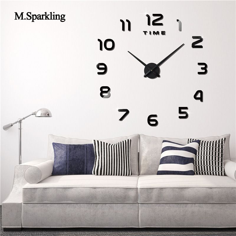 M Sparkling Large Digital Wall Clock 3d Kitchen Living Room M Sparkling Large Digital Wall Clock 3d Kitchen Living Room Clocks Diy Modern Design Decorative For Home Silver