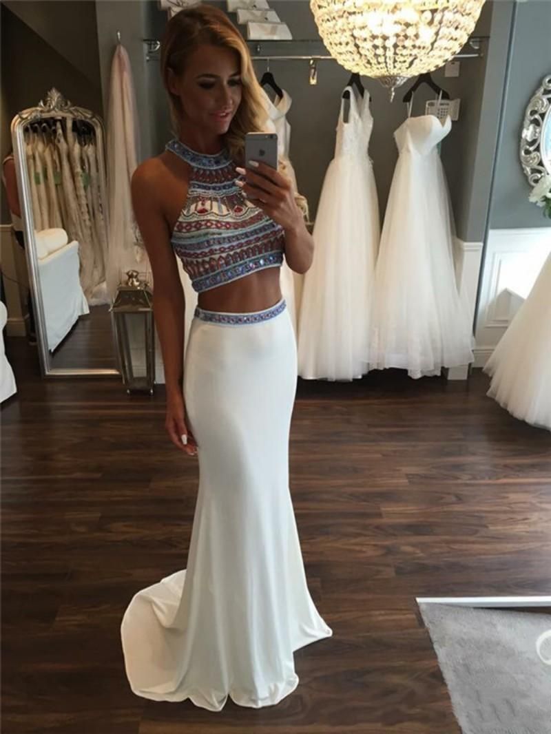 Vestito Da Sera Bianco Da 2 Pezzi Vestito Da Sera Lungo Da Sera Robe De  Soiree Abiti Da Sera Da Donna Formale Da 132,63 € | DHgate Italy
