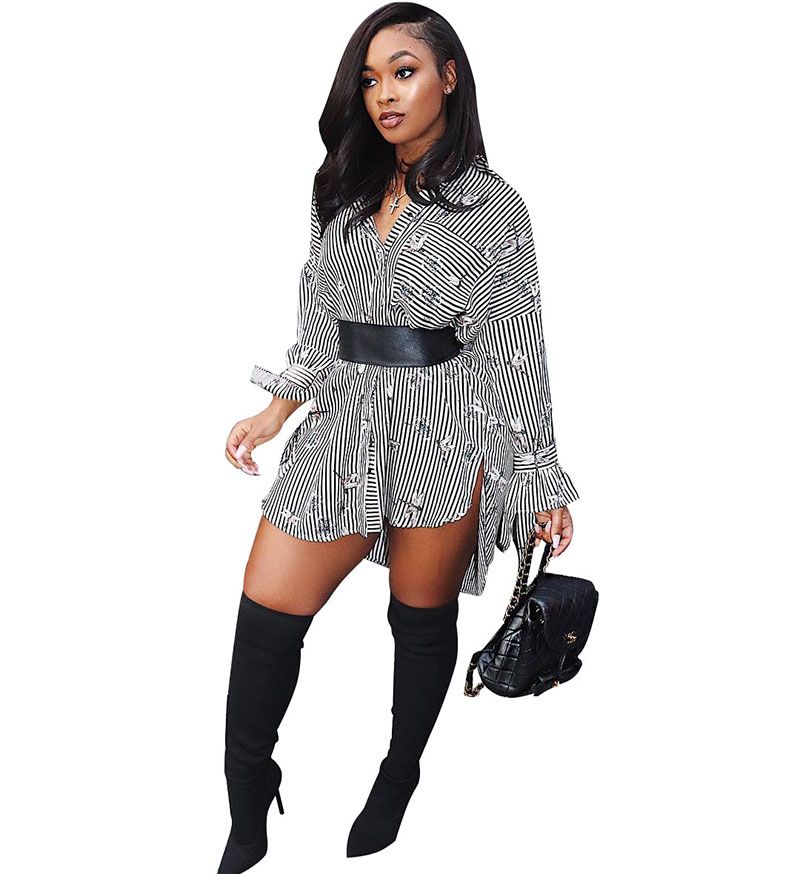 shirt dress and thigh high boots