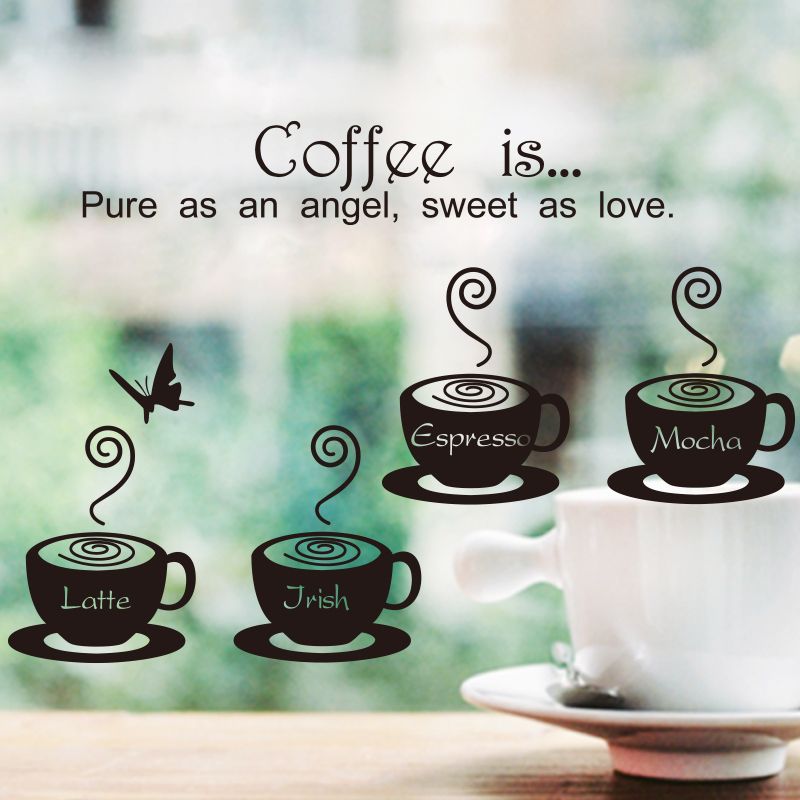 Art New Design Home Decoration Sweet Coffee Cup Wall Stickers Art New Design Home Decoration Sweet Coffee Cup Wall Stickers Removable House Decor Beautiful Lattice Decal In Or Bar Walll
