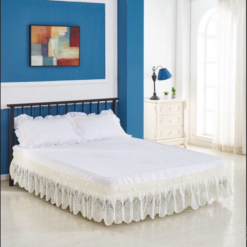 Beige Lace Princess Without Bed Surface Elastic Band Skirt 37cm Beige Lace Princess Without Bed Surface Elastic Band Skirt 37cm Height Twin Full Queen King Size Bedspread 21 Drop Bedskirt 16 Inch From