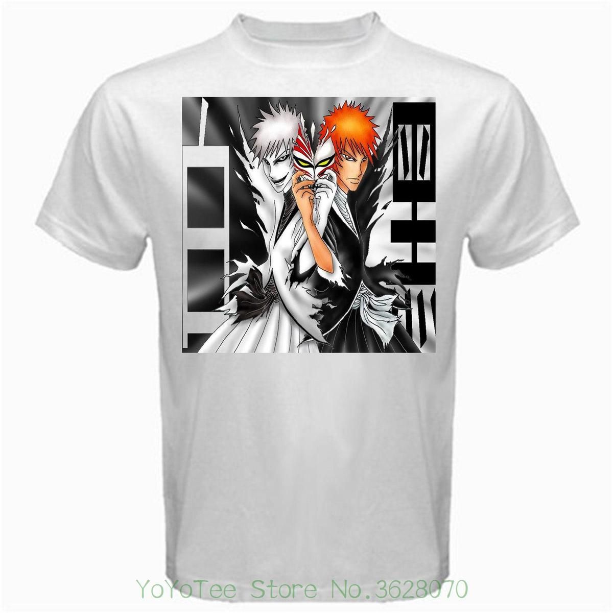 Imprimé Ichigo Homme Manga Tshirt Noir; Reaper Kurosaki Été Shirt Bleach Blanc Hollow T SMVpGLUzjq