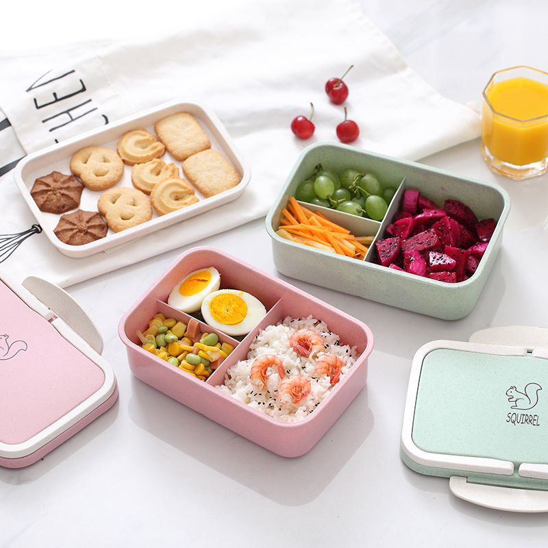 2019 Lunch Box Wheat Straw Cartoon Bento Box Portable Eco Friendly Food Storage Container For ...