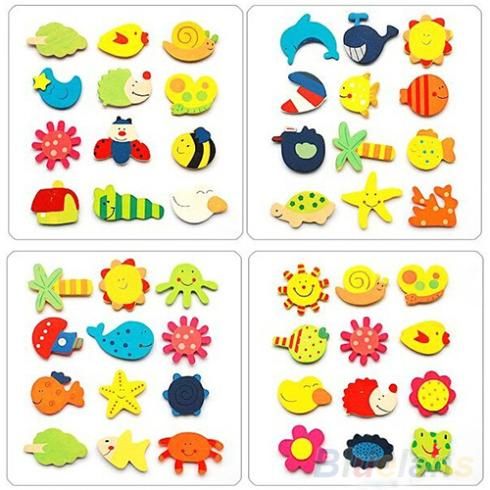 colorful kids baby wood cartoon fridge magnet child kids educational