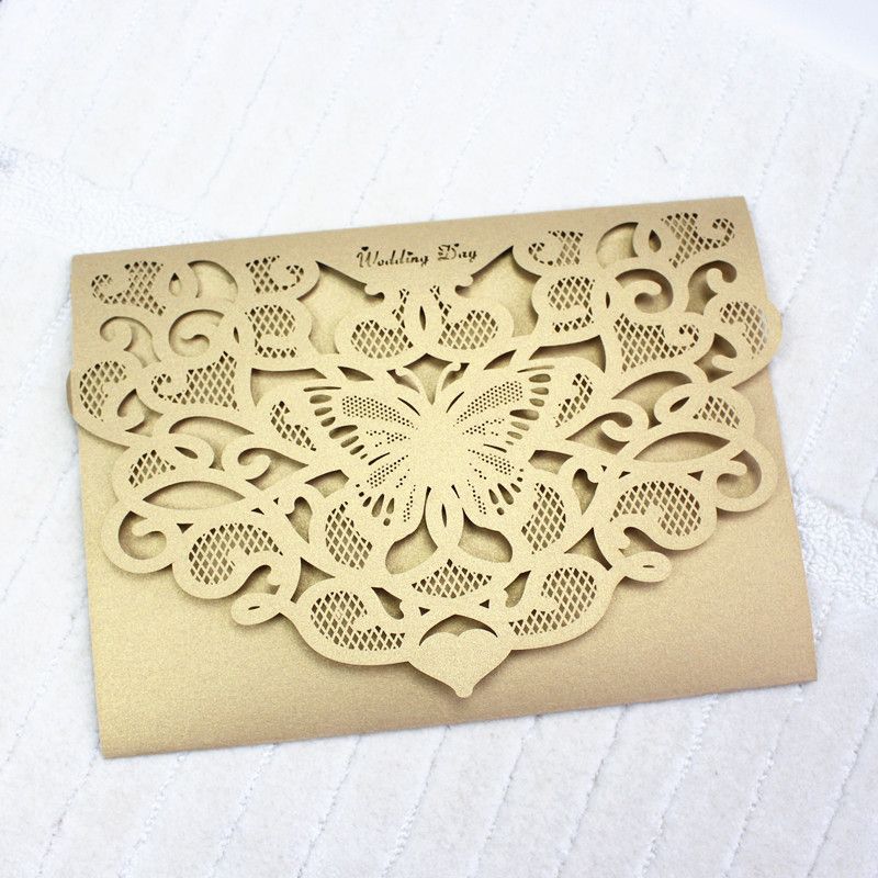 Gold Butterfly Wedding Invitation Card Laser Cutting Engagement