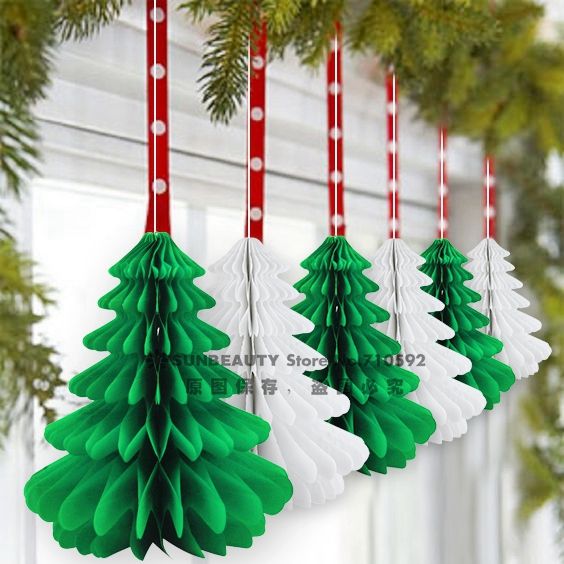 27cm Handmade Honeycomb Christmas Trees Tissue Paper Trees See larger image - 27cm Handmade Honeycomb Christmas Trees Tissue Paper Trees