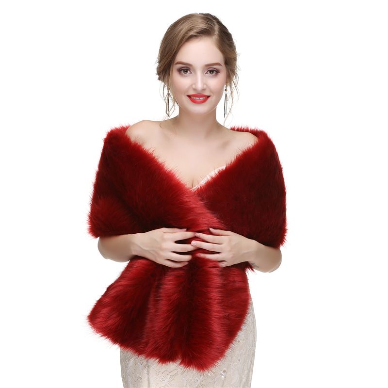 red faux fur wrap