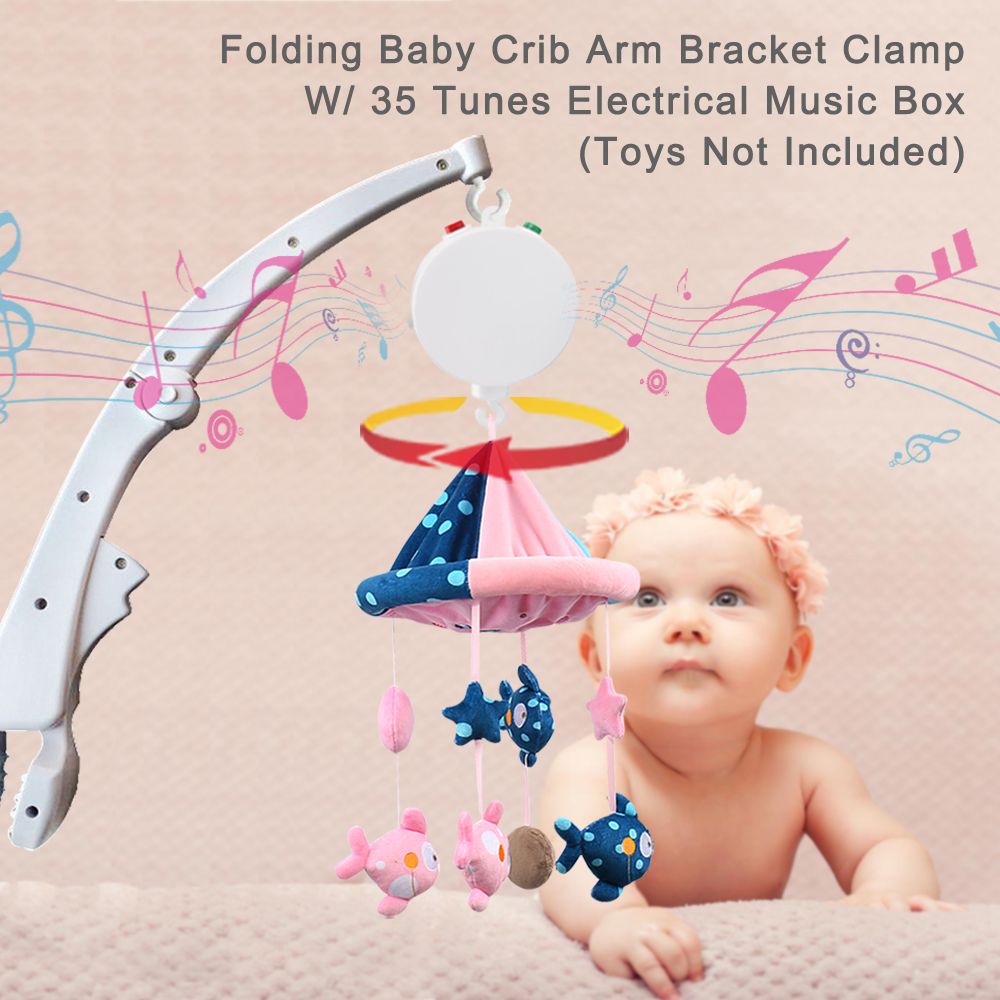 2018 Folding Baby Crib Arm Bracket Clamp Environmental Friendly Abs Material In White W 35 Tunes Electrical Music Box Easy To Install From