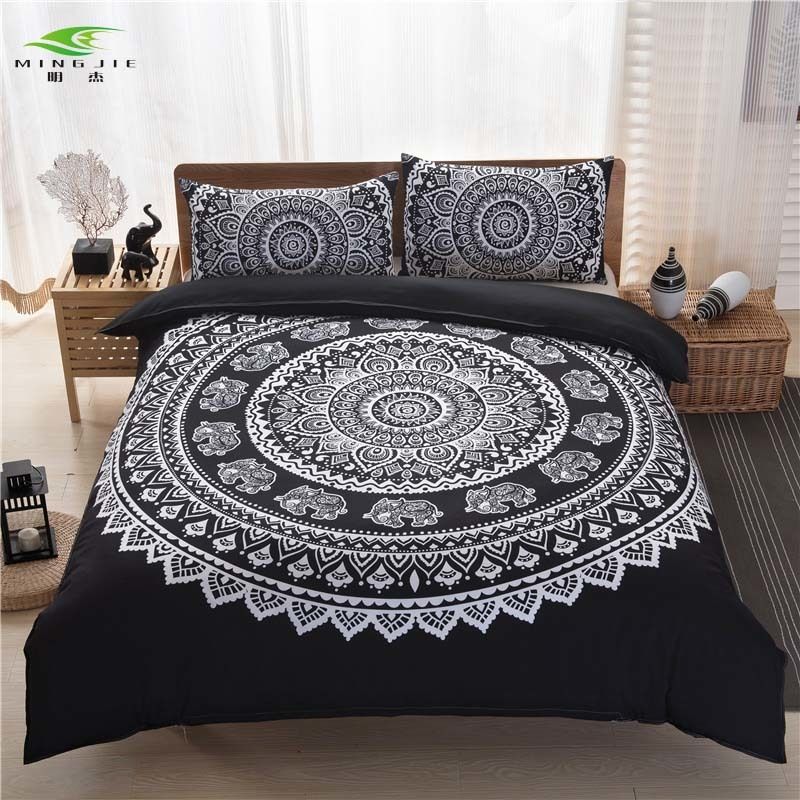 Mingjie Brand Bohemian Bedding Sets Boho Style Queen Size Black Mingjie Brand Bohemian Bedding Sets Boho Style Queen Size Black White Purple Printing Duvet Cover Set Quilt Bed Linen Grey Boys From