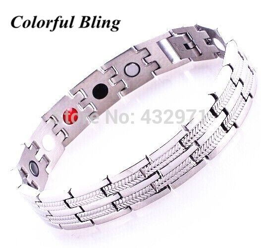 Haute Qualité en Acier Inoxydable Hommes Santé Aimant Germanium Bracelet Réglable 8/"