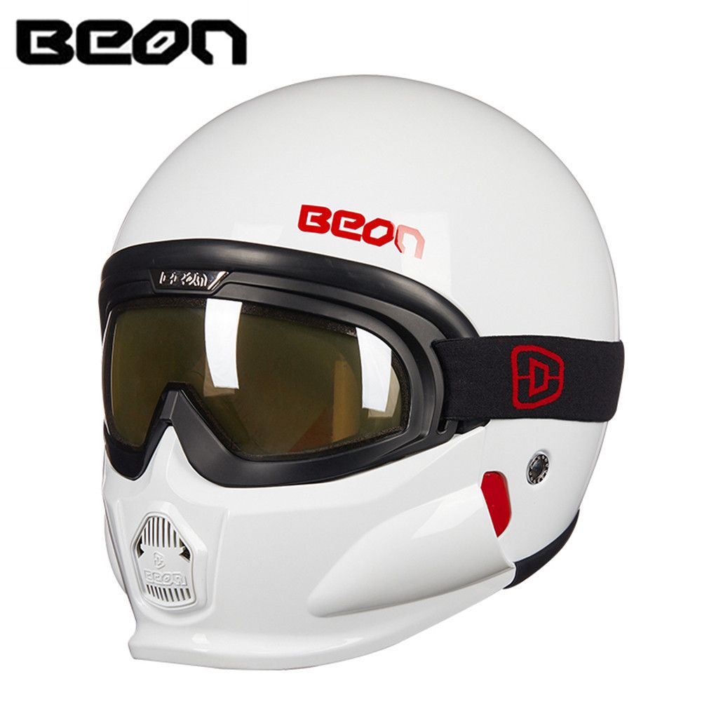 Beon Casque De Moto Rétro Modulaire Casco Moto Casque Moto Jet Vintage Avec Lunettes Anti Buée
