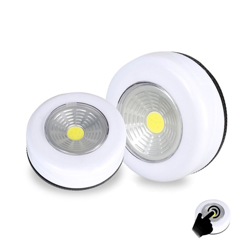 Cob Led Night Light 3w Battery Powered Wardrobe Touch Light Kitchen Cabinet Closet Push Tap Home Stick On Lamp