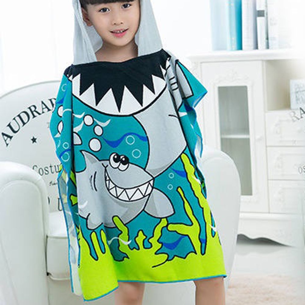 2018 shark pattern beach towel kids hooded cloak cartoon baby boys girls bibulous for children serviette de bain from phononame 3148 dhgatecom kids hooded beach towels t44 kids