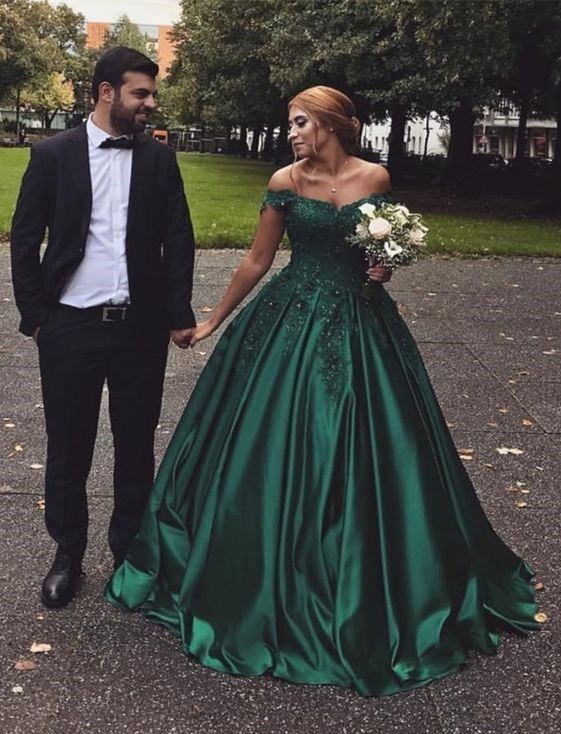 dark green wedding dress