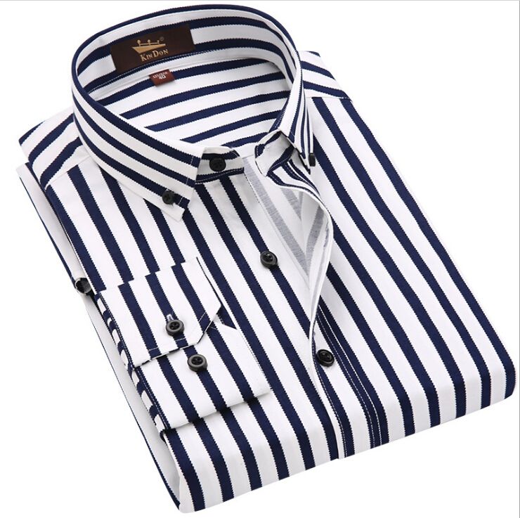 2019 Man Long Sleeved Wide Striped Shirt Stretch Business Casual Shirt ...