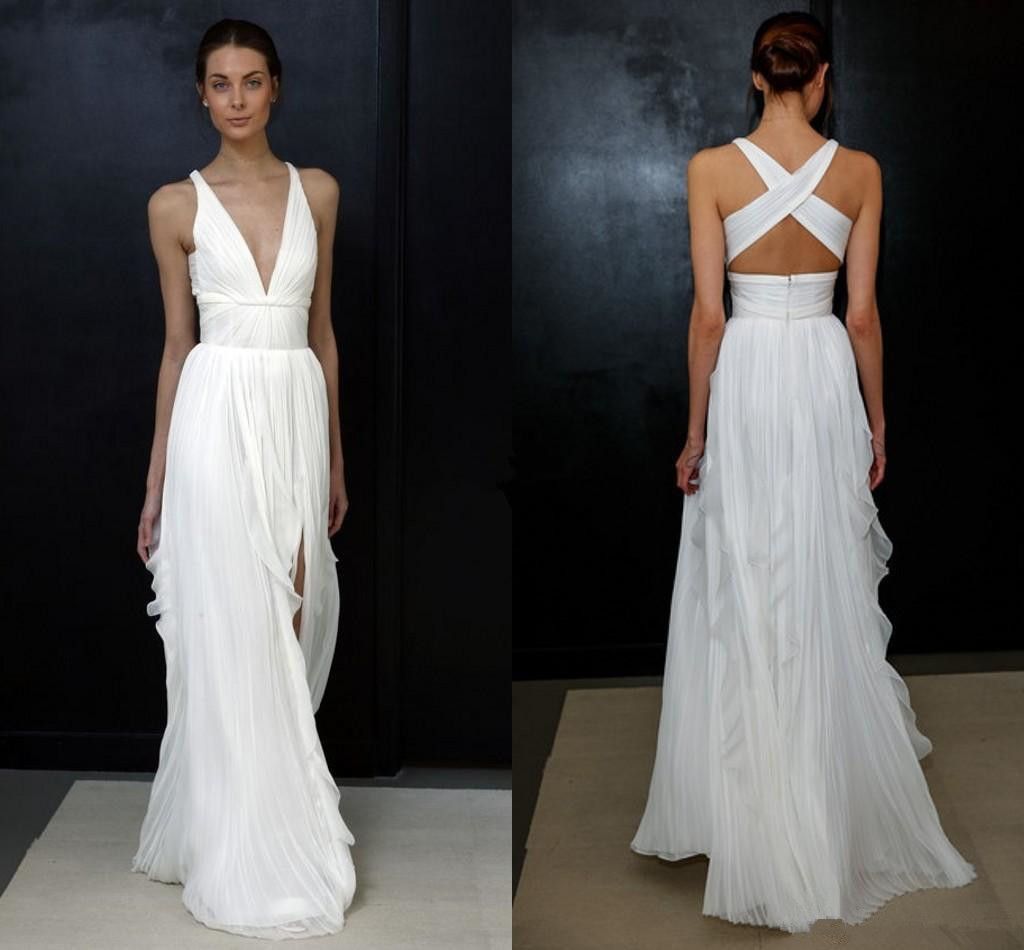 Discount 2018 Beach Wedding Dresses For Greek Goddess Simple Brides