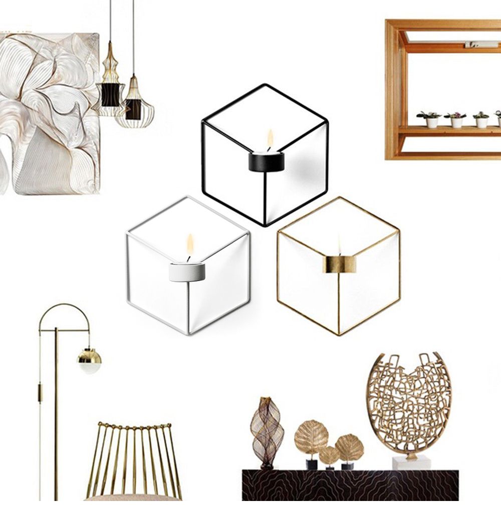 Nordic Style 3D Geometry Candlestick Metal Wall Hexagon Candle Holder