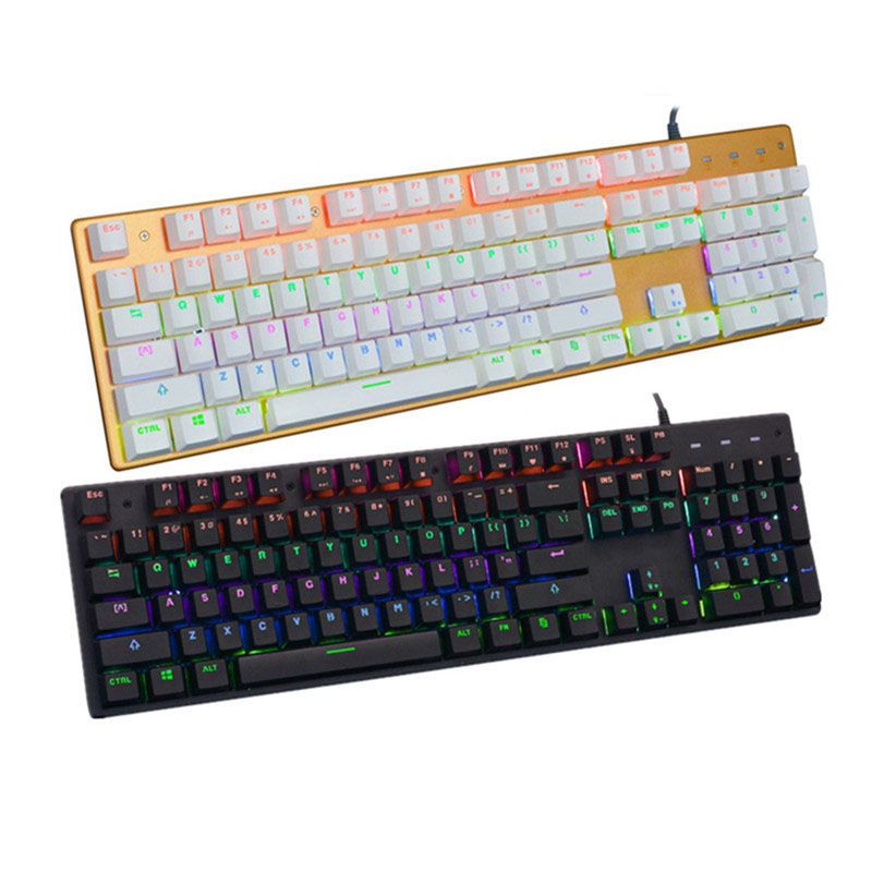 metal plate 104 key green axis mechanical keyboard office home lol