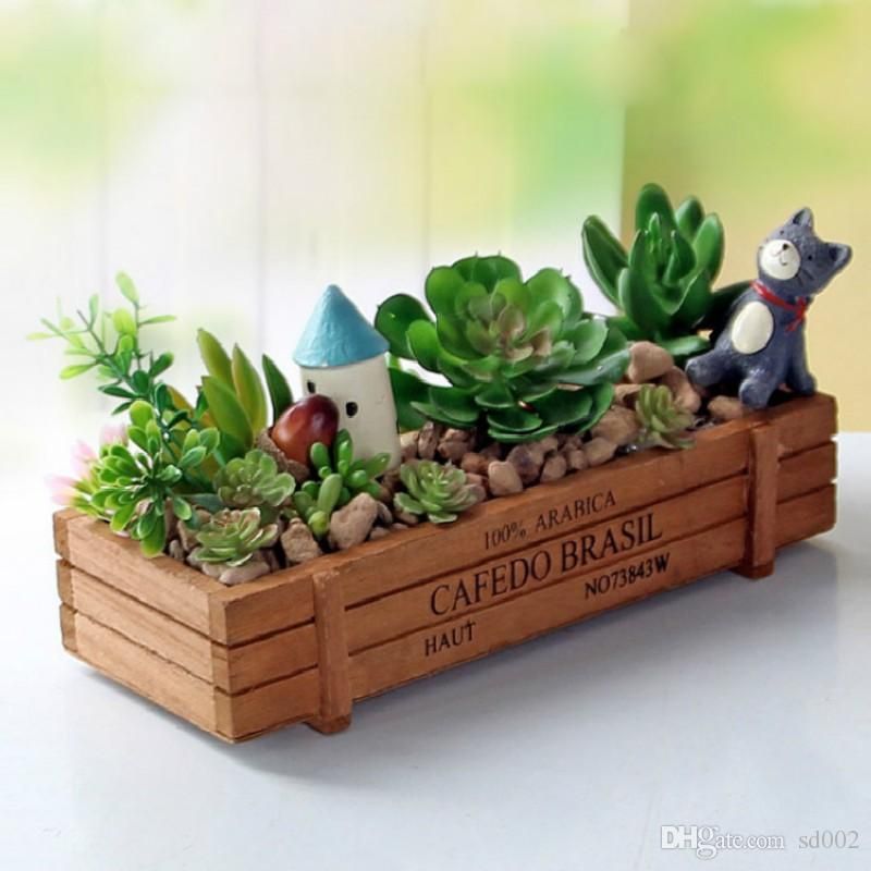 Fioriere retrò design fioriera da giardino in legno antiusura fioriera da giardino decorazioni divertenti scatola di immagazzinaggio nuovo 3 7hx zz Fioriere interne design