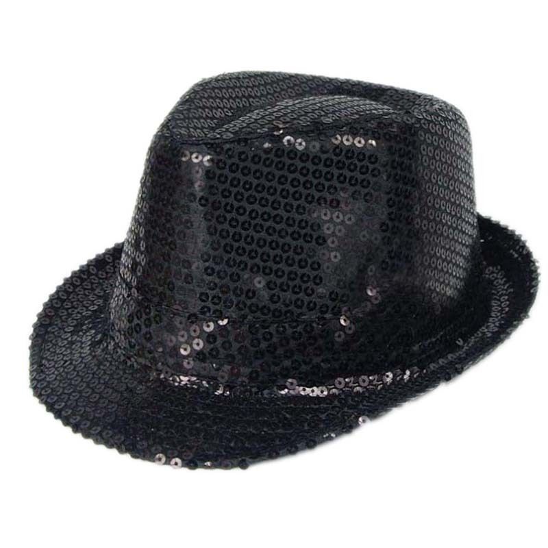 2020 Glitter Sequin Hats Men Women Fedora Trilby Cap Dance Jazz Hat