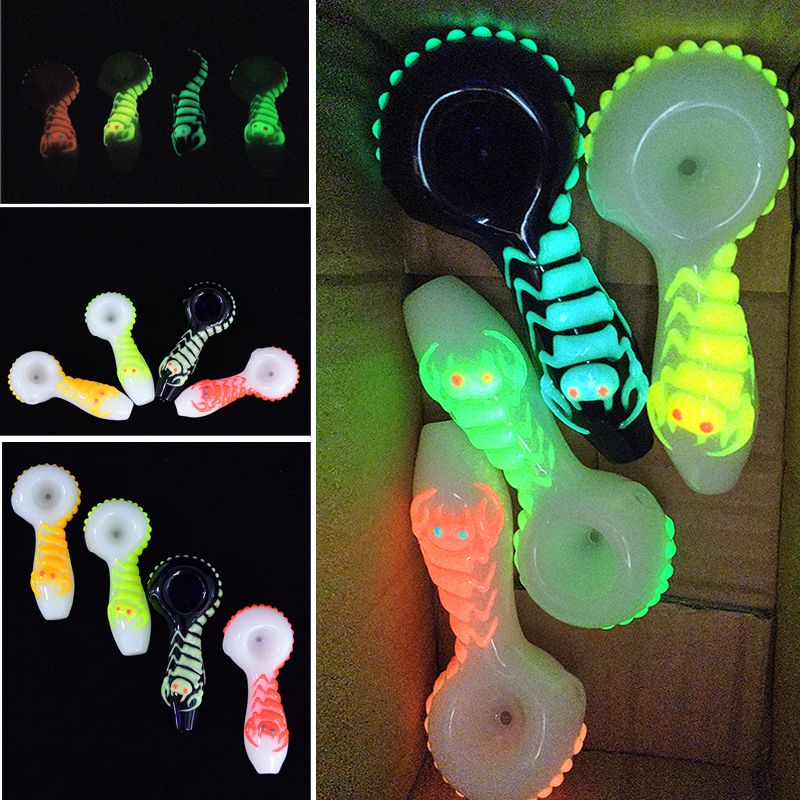 2020 Glow In The Dark Glass Oil Burner Pipe 4 Inch Pipes Scorpion Water