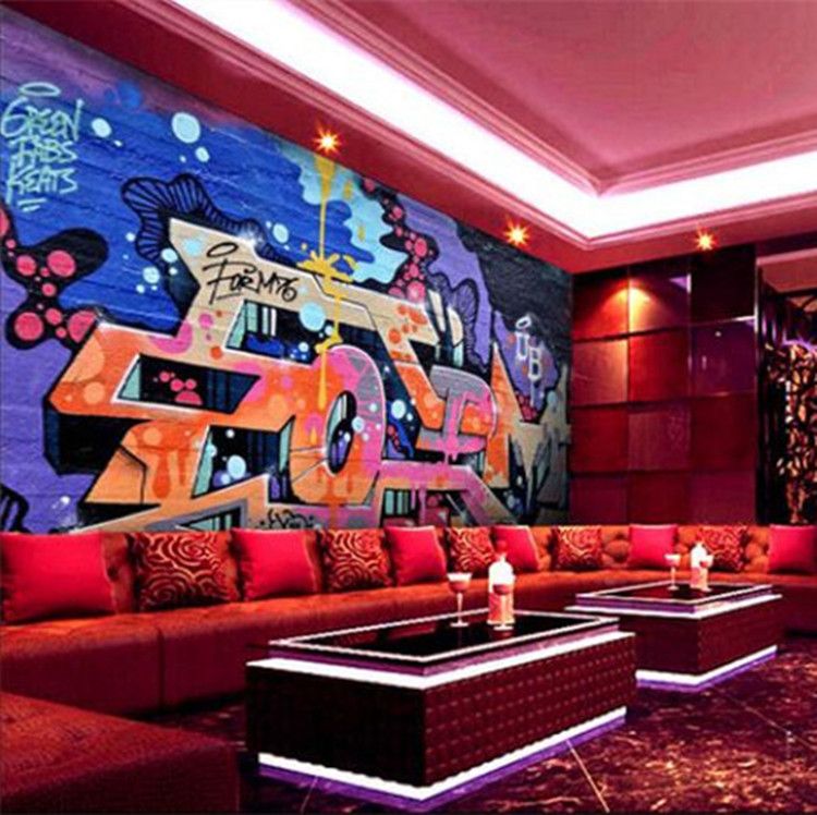 Bedroom Wallpaper Graffiti Papel Decorativo De Pared Wall Mural For Living Room Ktv Bar Wall Decorative Printing Wall Paper Screensavers And