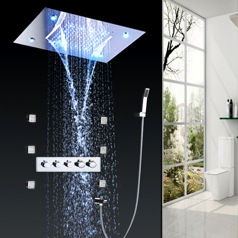 2018 Stainless Steel Shower Panel System Led Rainfall Waterfall 2018 Stainless Steel Shower Panel System Led Rainfall Waterfall Head 2 Function Faucet Rain Massage With Jet 20180927 From Frozenfairy