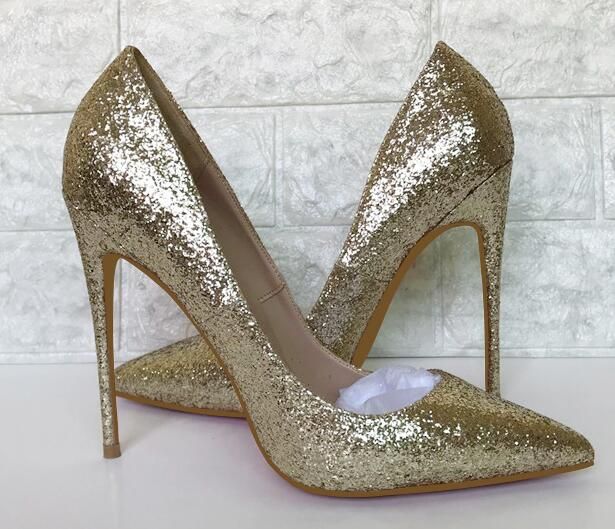 Fashion Women Shoes Gold Gilt Ter High Heels Thin Heels Pumps Wedding Shoes Dress Shoes 120mm