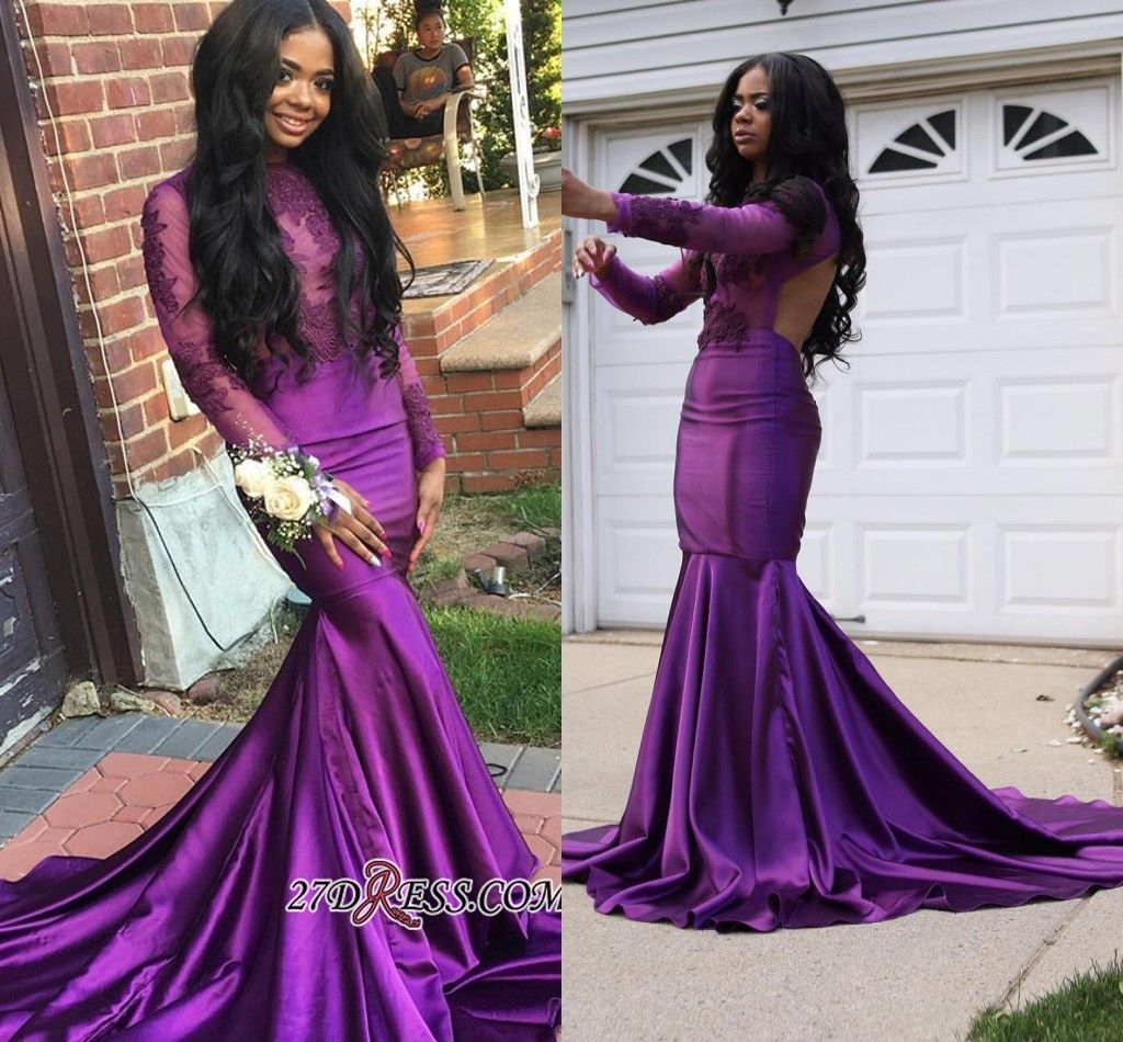 Purple Floor Length Evening Dress