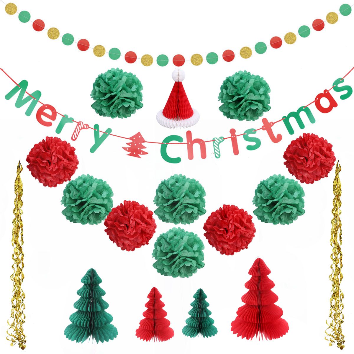 Tissue Paper Flowers Pom Pom Xmas Tree Diy Paper Garland Tassels