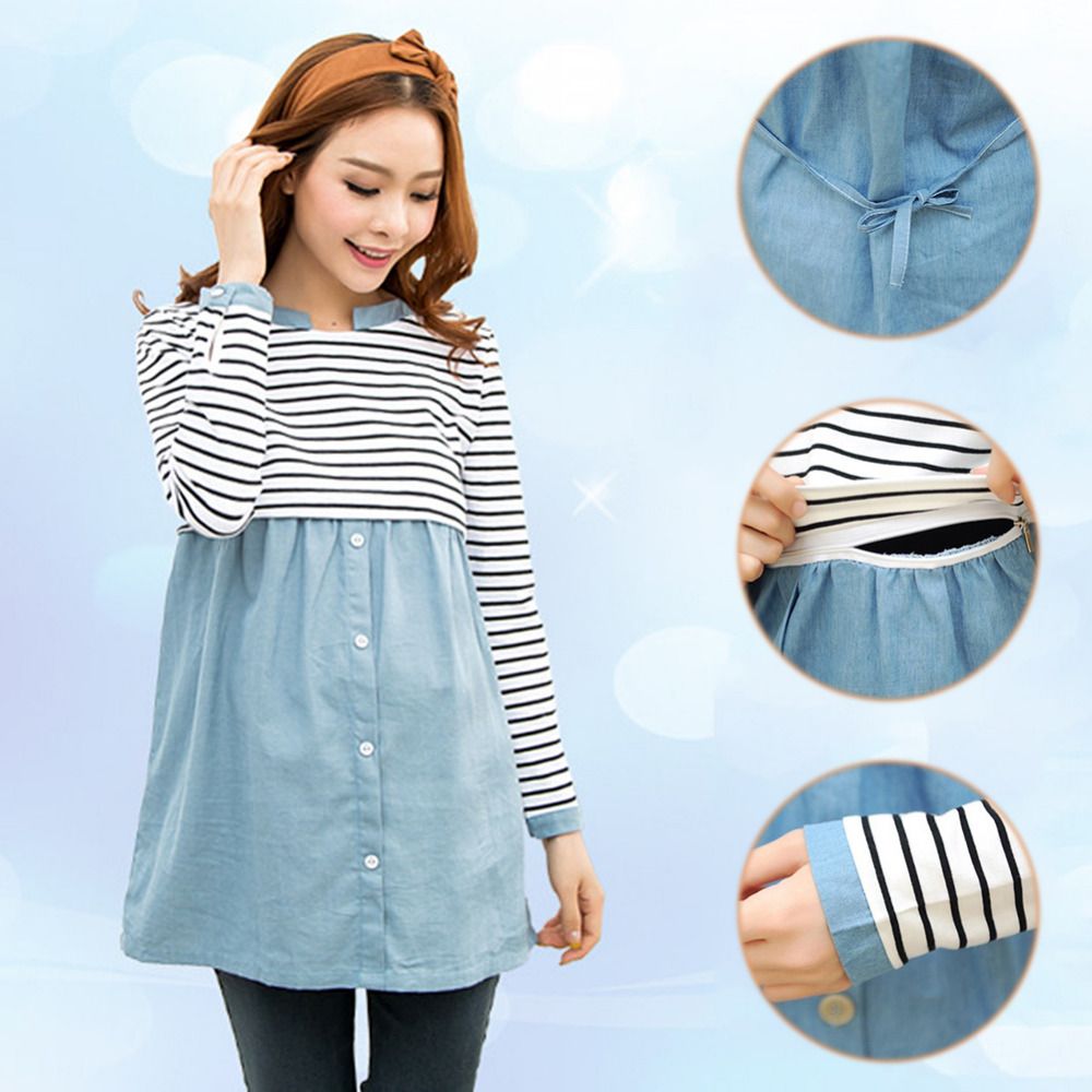 2018 Fashion Spring Maternity Clothes Patchwork Long Sleeve Nursing T Shirts For Pregnant Women Striped Casual Breastfeeding Tops From Yuan0907 2018 Fashion Spring Maternity Clothes Patchwork Long Sleeve Nursing T Shirts For Pregnant Women Striped Casual Breastfeeding Tops From Yuan0907