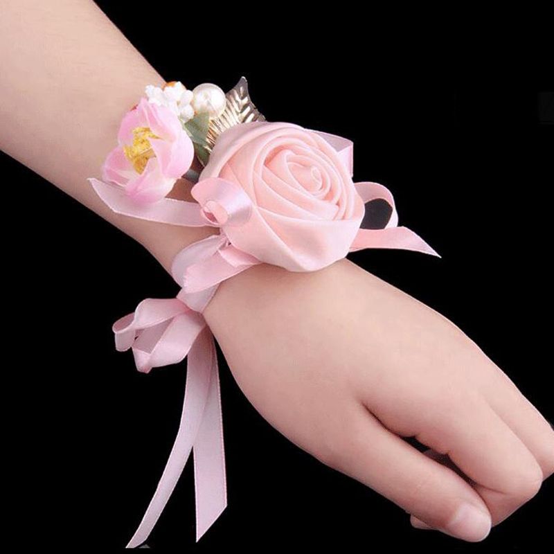 2019 Wedding Corsage Hand Flower Red Silk Corsages In Stock Cheap