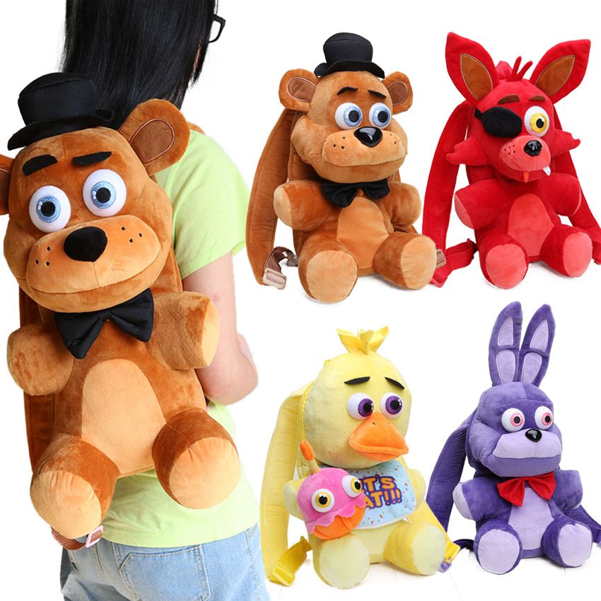33cm Fnaf Freddy Fazbear Foxy Plush Backpack Bonnie Chica Golden Bear Five Nights At Freddy S Stuffed Cosplay School Bag Peluche - 