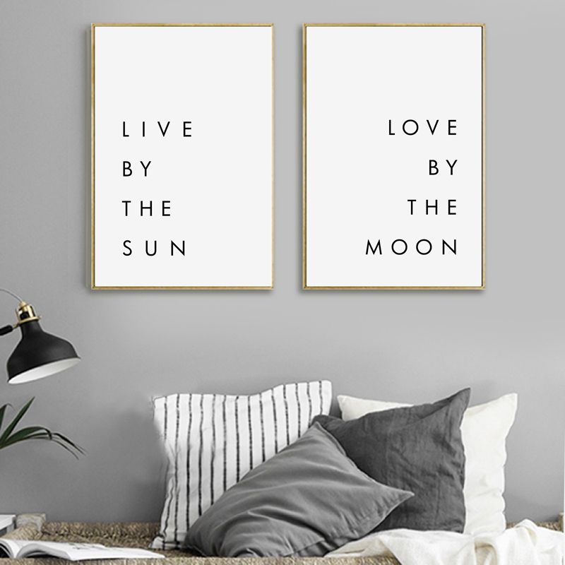 bedroom wall art minimalist canvas print poster - livethe sun love the moon typography canvas painting modern wall decor