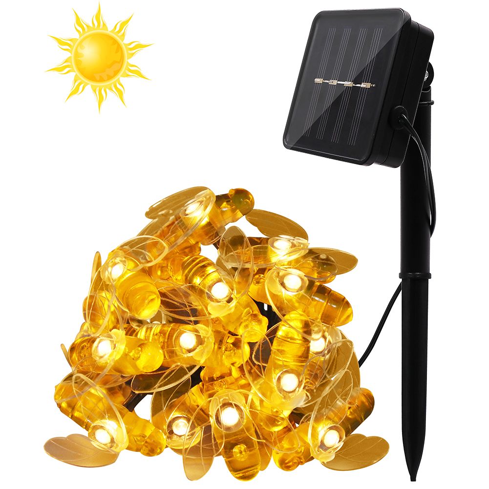 21ft Solar String Lights 30 Led Honey Bee Shape Powered Fairy 21ft Solar String Lights 30 Led Honey Bee Shape Powered Fairy For Home Indoor Outdoor Garden Fence Summer Decoratio Lantern