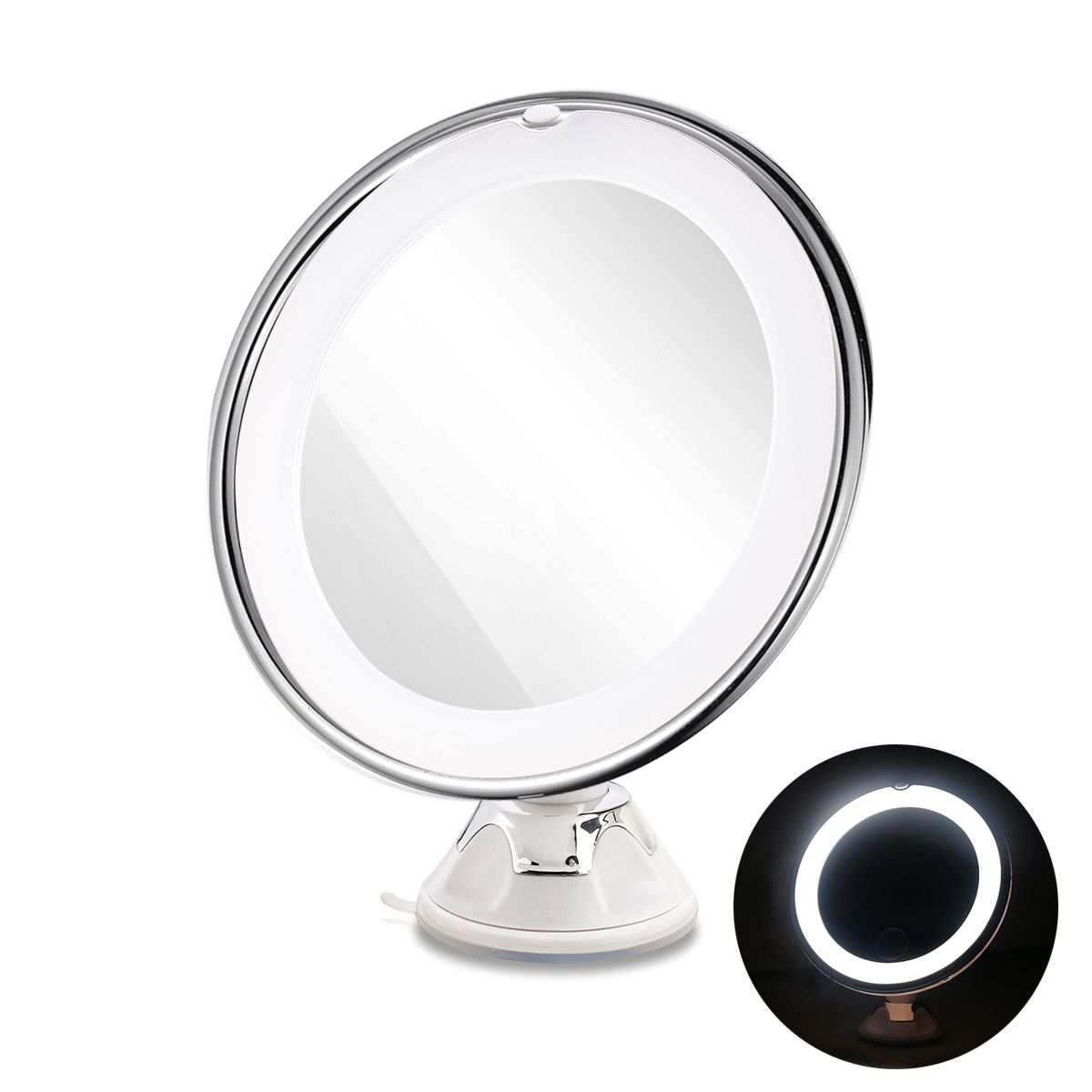 Led Magnifying Mirrors 7x Cosmetic Makeup Mirror With Power Locking Suction Cup Bright Diffused Light 360 Degree Rotating