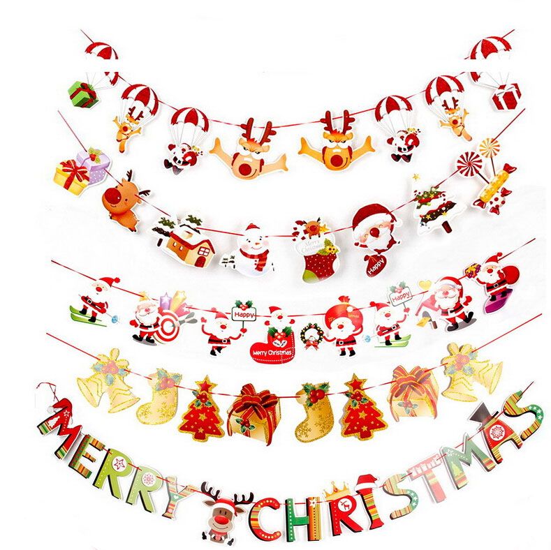Decorative Supplies Cartoon Bunting Paper Hanging Flags Christmas Decorative Supplies Cartoon Bunting Paper Hanging Flags Christmas Holiday Scene Layout Banner Factory Direct Christmas Decorations Christmas House ... - Decorative Supplies Cartoon Bunting Paper Hanging Flags Christmas