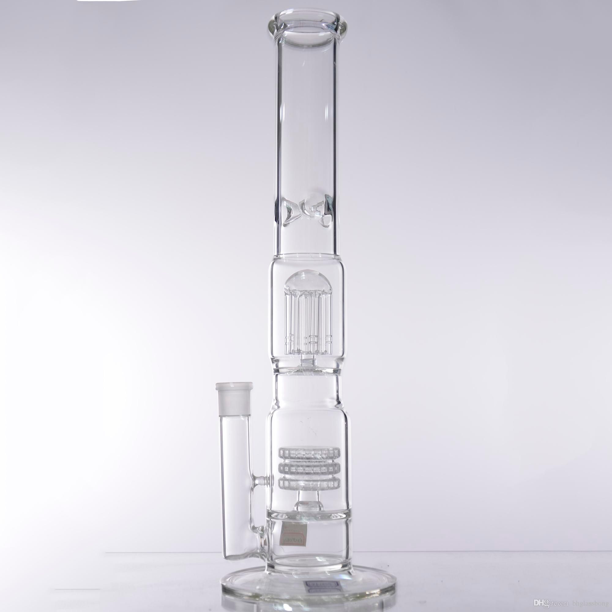 2020 14 Inch Straight Tube Bong Glass Large Double Mushroom Glass Bong ...