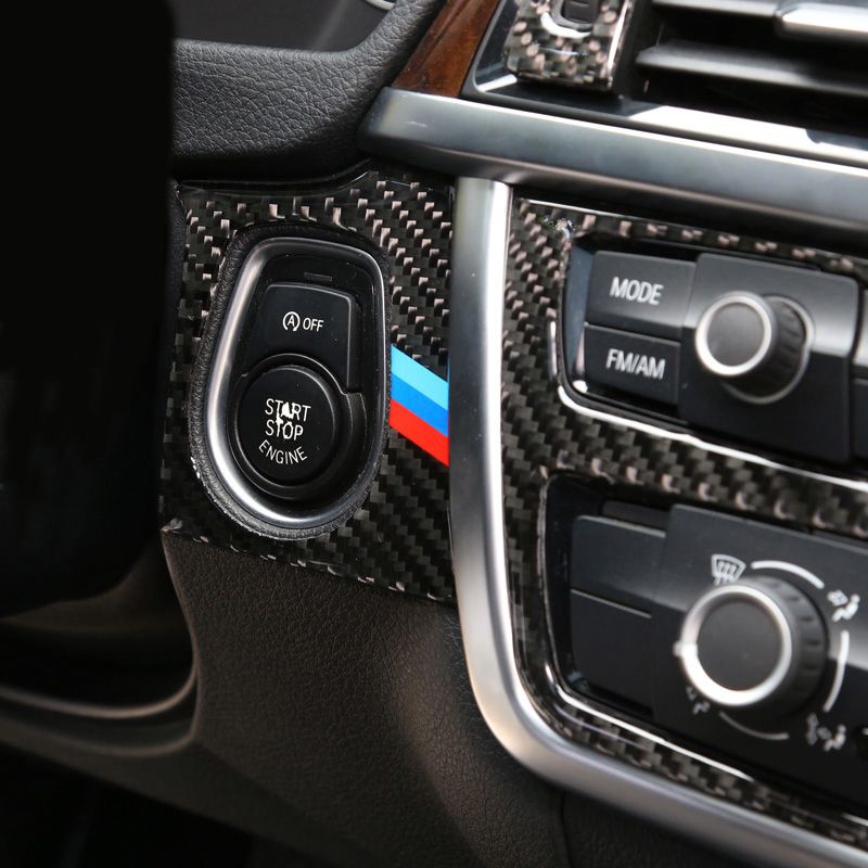 2019 Carbon Fiber Car Styling Engine Start Stop Ring M Stripe Trim