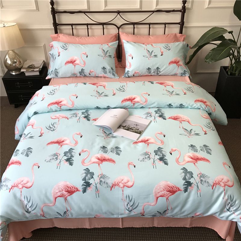 100 Cotton Bed Linen Full Queen King Size Duvet Covers Pink 100 Cotton Bed Linen Full Queen King Size Duvet Covers Pink Flamingo Bedding Sets Bedsheets 4 Pillowcases Shams Black Comforter