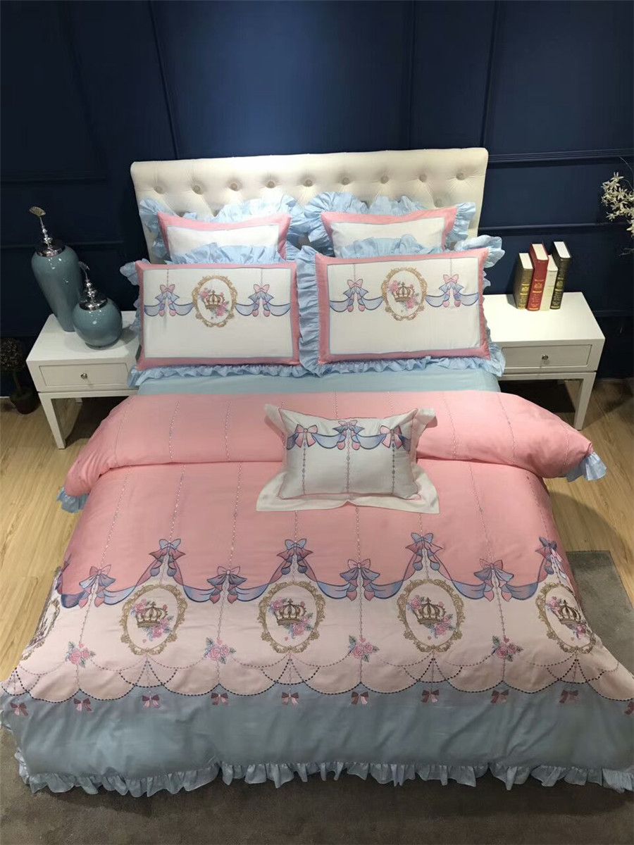 Princess Pink Style Girls Bedding Sets Luxury Egyptian